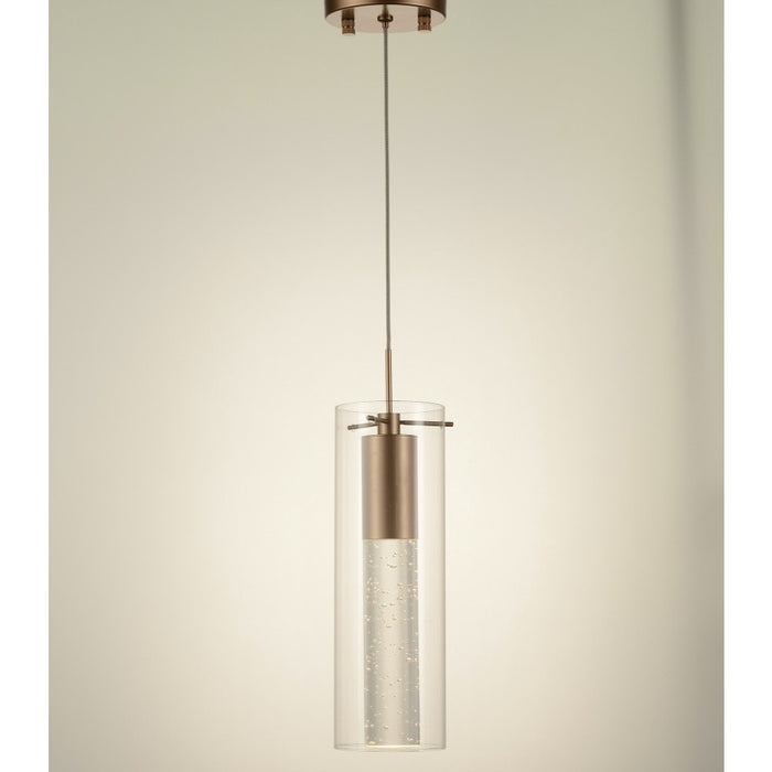 Sprite Matte Gold Clear Glass 1 Light LED Pendant - Pendants