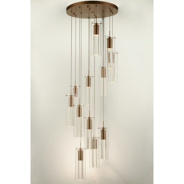 Sprite Matte Gold Clear Glass 12 Light LED Pendant - Pendants