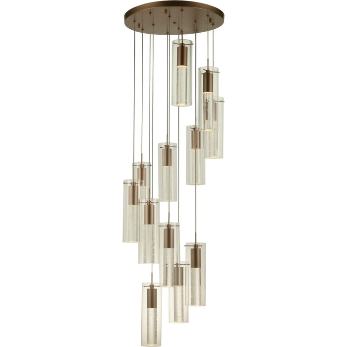 Sprite Matte Gold Clear Glass 12 Light LED Pendant - Pendants