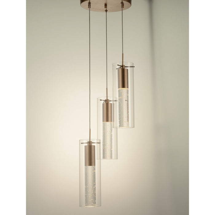 Sprite Matte Gold Clear Glass 3 Light LED Pendant - Pendants