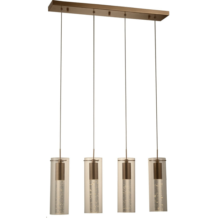 Sprite Matte Gold Clear Glass 4 Light LED Pendant - Pendants