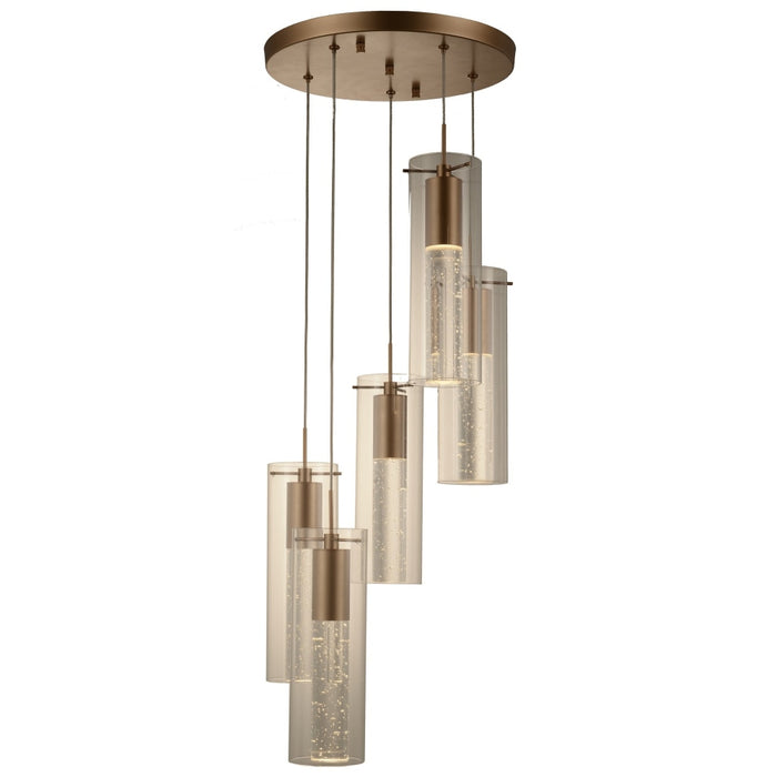Sprite Matte Gold Clear Glass 5 Light LED Pendant - Pendants