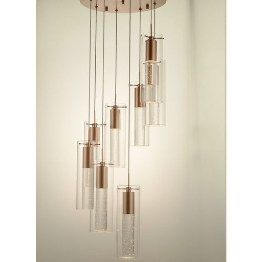 Sprite Matte Gold Clear Glass 8 Light LED Pendant - Pendants