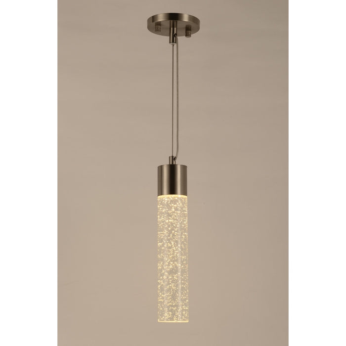 Sprite Matte Nickel Clear Crystal 1 Light LED Pendant - Pendants