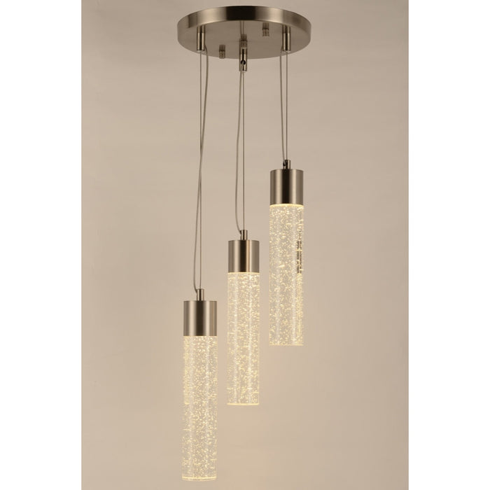 Sprite Matte Nickel Clear Crystal 3 Light LED Pendant - Pendants