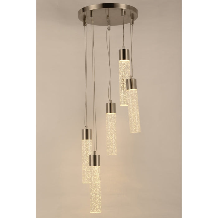 Sprite Matte Nickel Clear Crystal 5 Light LED Pendant - Pendants