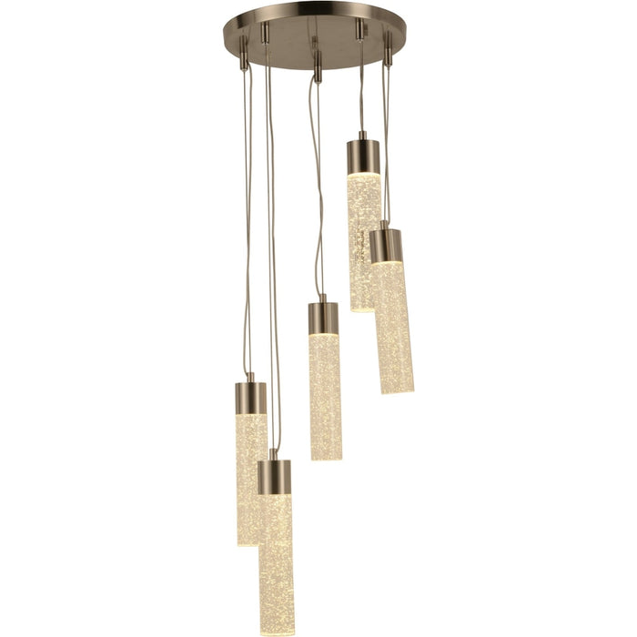 Sprite Matte Nickel Clear Crystal 5 Light LED Pendant - Pendants