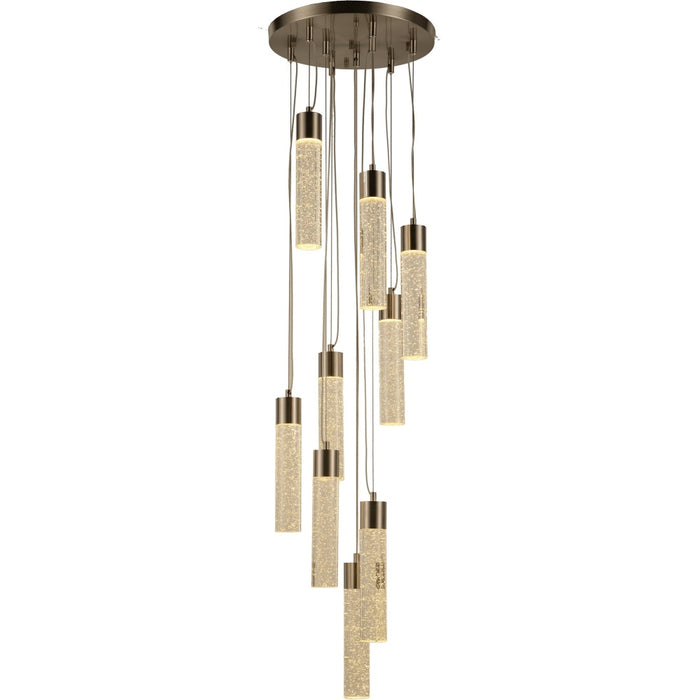Sprite Matte Nickel Clear Crystal 9 Light LED Pendant - Pendants