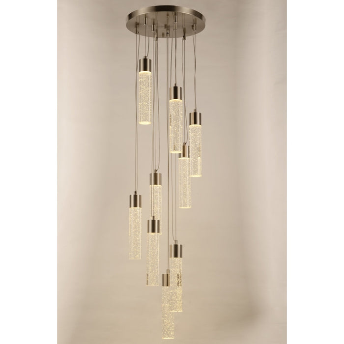 Sprite Matte Nickel Clear Crystal 9 Light LED Pendant - Pendants