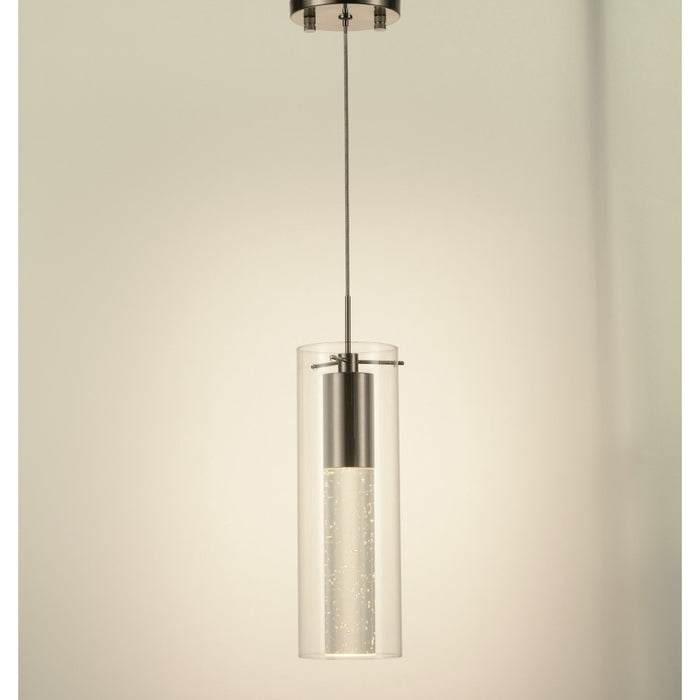 Sprite Matte Nickel Clear Glass 1 Light LED Pendant - Pendants