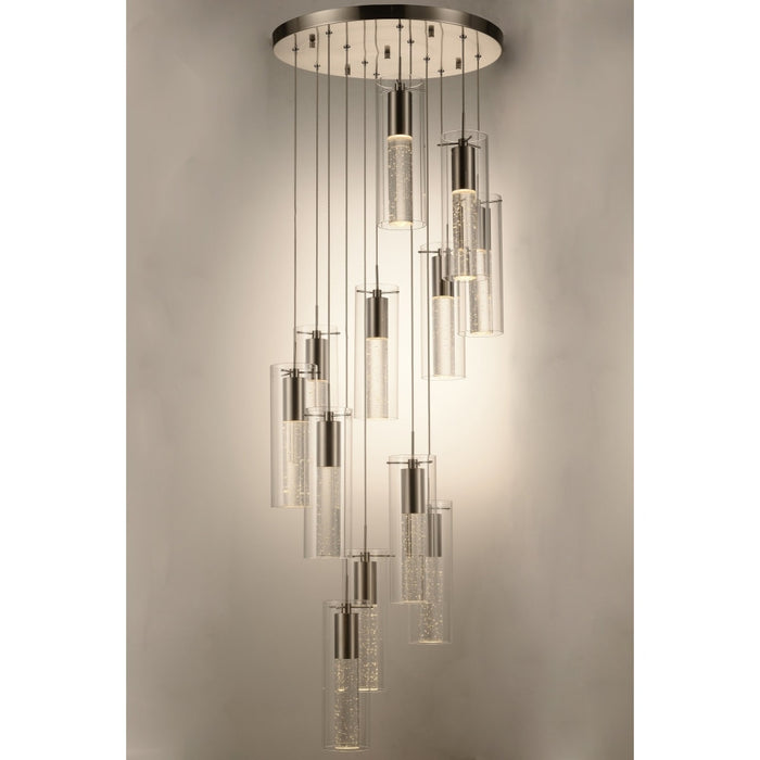 Sprite Matte Nickel Clear Glass 12 Light LED Pendant - Pendants