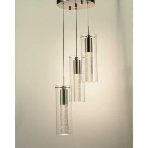 Sprite Matte Nickel Clear Glass 3 Light LED Pendant - Pendants