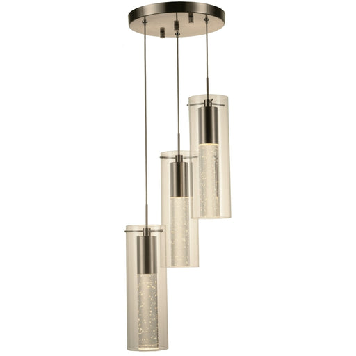 Sprite Matte Nickel Clear Glass 3 Light LED Pendant - Pendants