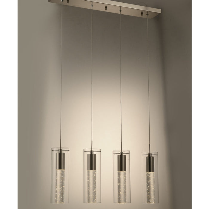 Sprite Matte Nickel Clear Glass 4 Light LED Pendant - Pendants