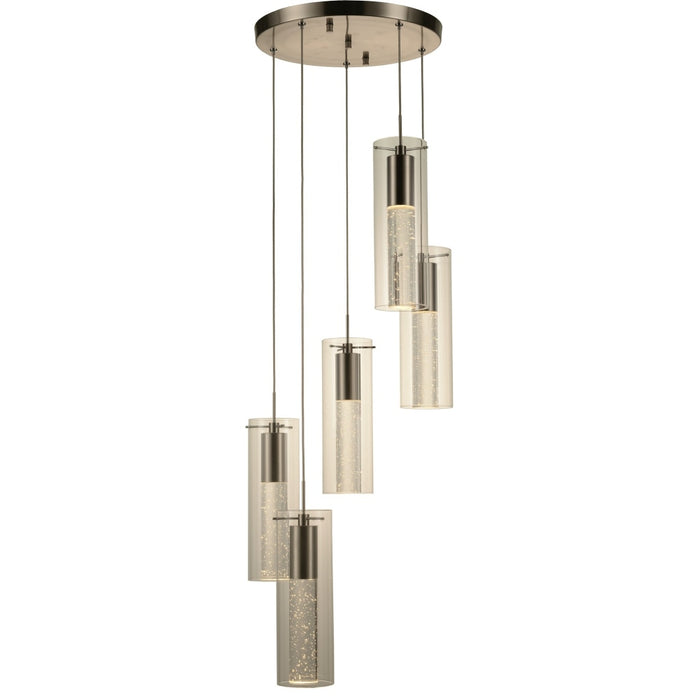 Sprite Matte Nickel Clear Glass 5 Light LED Pendant - Pendants