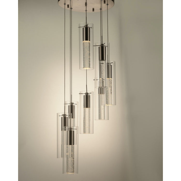 Sprite Matte Nickel Clear Glass 8 Light LED Pendant - Pendants
