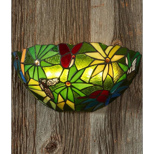 Stained Glass Rainforest Battery Operated LED Wall Sconce - Wireless Wall Sconce