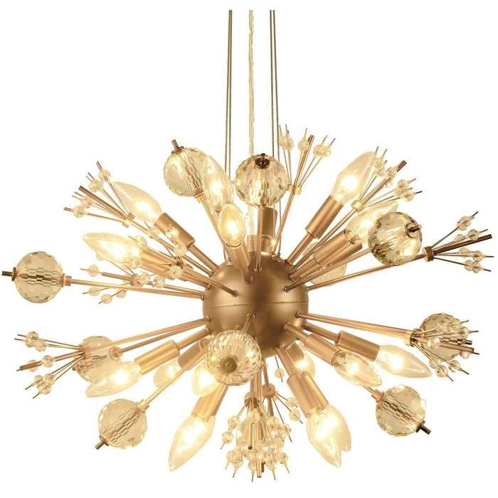 Starburst Matte Gold Clear Crystal 20 Light Chandelier - Chandeliers