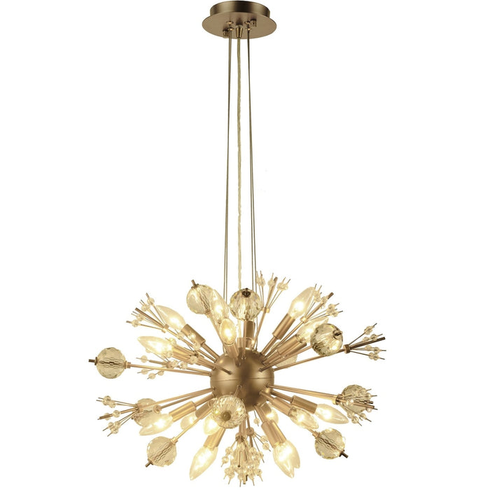 Starburst Matte Gold Clear Crystal 20 Light Chandelier - Chandeliers