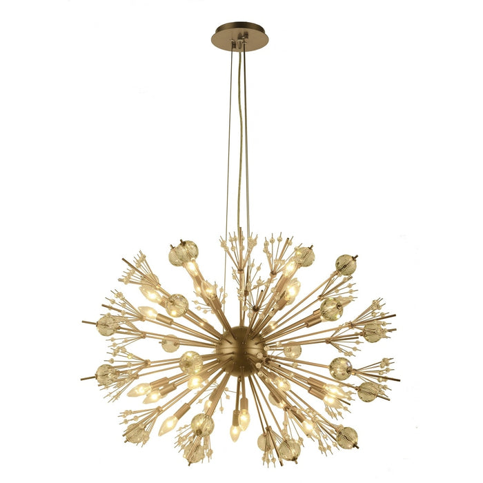 Starburst Matte Gold Clear Crystal 24 Light Chandelier - Chandeliers