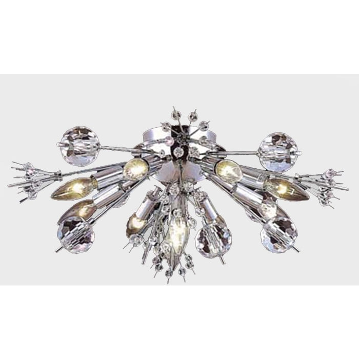 Starburst Polished Chrome Clear Crystal 10 Light Flushmount - Flushmounts