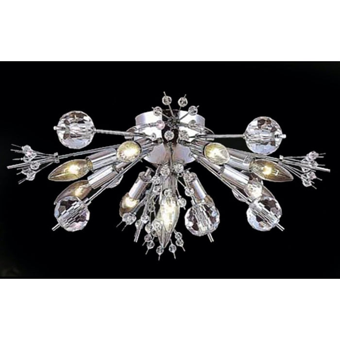 Starburst Polished Chrome Clear Crystal 10 Light Flushmount - Flushmounts