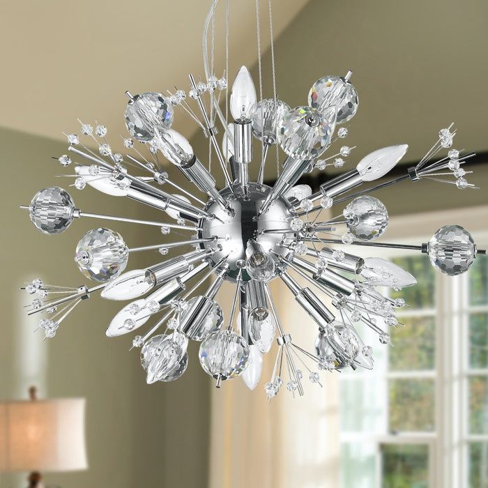 Starburst Polished Chrome Clear Crystal 20 Light Chandelier - Chandeliers