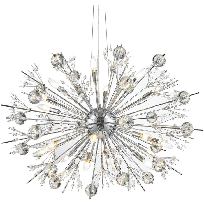 Starburst Polished Chrome Clear Crystal 24 Light Chandelier - Chandeliers