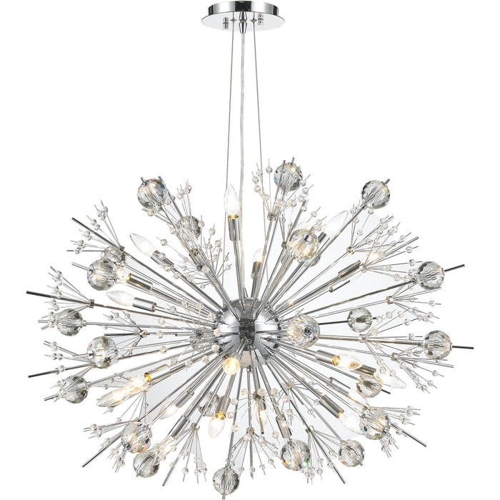 Starburst Polished Chrome Clear Crystal 24 Light Chandelier - Chandeliers