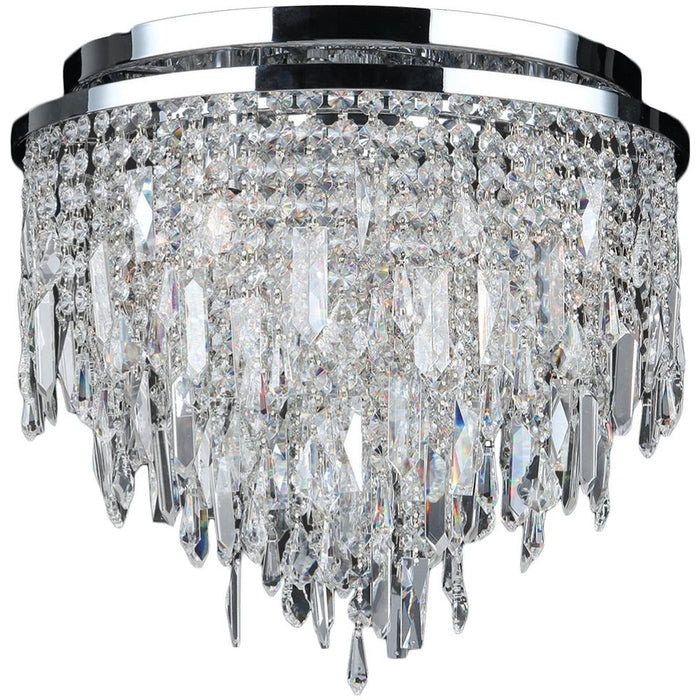 Tempest Polished Chrome Clear Crystal 5 Light Flushmount - Flushmounts