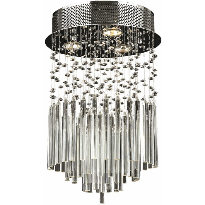 Torrent Polished Chrome Clear Crystal 3 Light Halogen Flushmount - Flushmounts