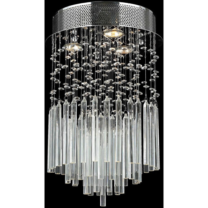 Torrent Polished Chrome Clear Crystal 3 Light Halogen Flushmount - Flushmounts