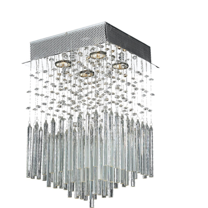 Torrent Polished Chrome Clear Crystal 4 Light Halogen Flushmount - Flushmounts