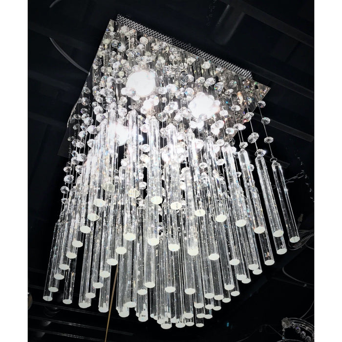 Torrent Polished Chrome Clear Crystal 4 Light Halogen Flushmount - Flushmounts