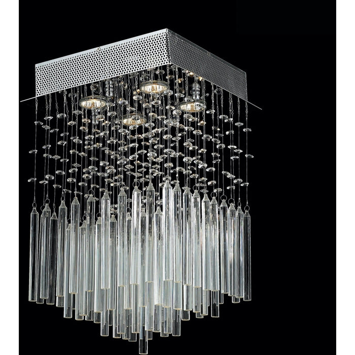Torrent Polished Chrome Clear Crystal 4 Light Halogen Flushmount - Flushmounts