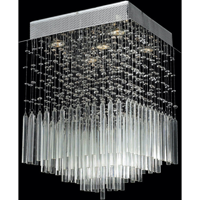 Torrent Polished Chrome Clear Crystal 5 Light Halogen Flushmount - Flushmounts