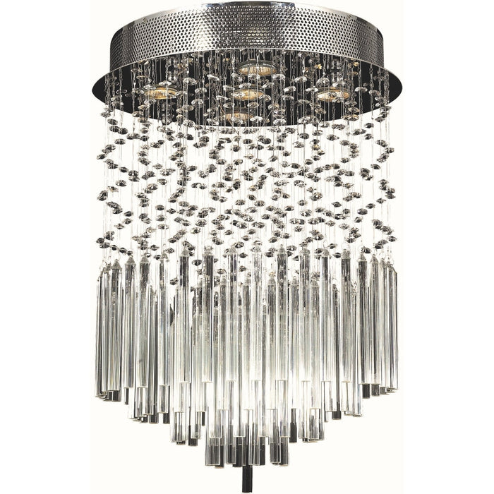 Torrent Polished Chrome Clear Crystal 5 Light Halogen Flushmount - Flushmounts