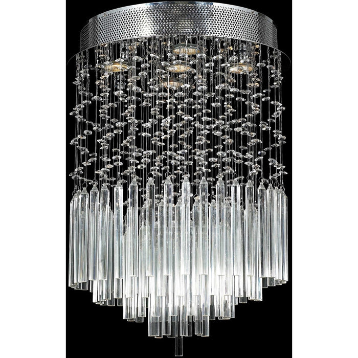 Torrent Polished Chrome Clear Crystal 5 Light Halogen Flushmount - Flushmounts