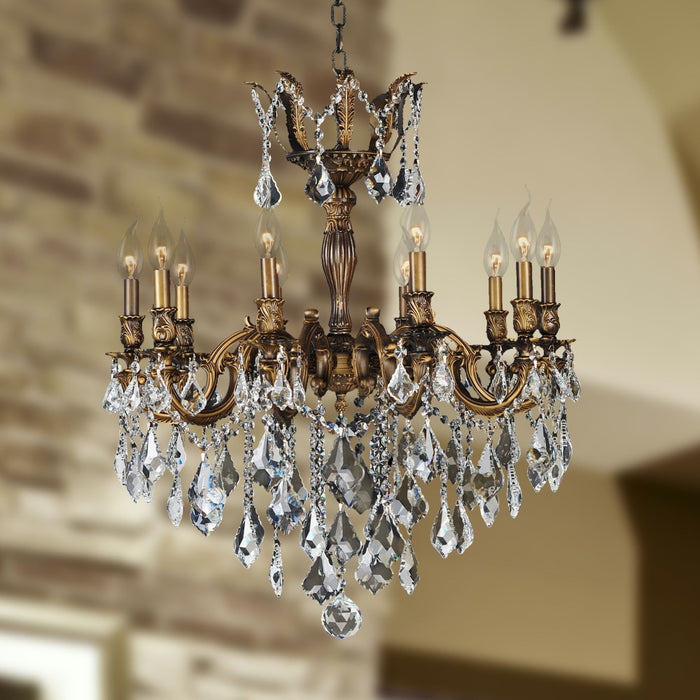 Versailles Antique Bronze Clear Crystal 10 Light Chandelier - Chandeliers