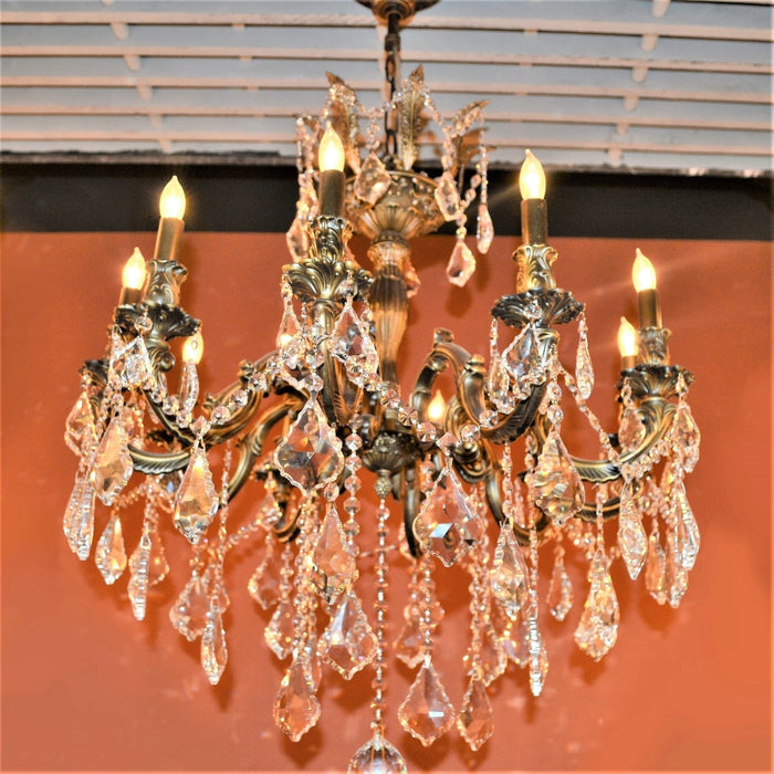 Versailles Antique Bronze Clear Crystal 10 Light Chandelier - Chandeliers