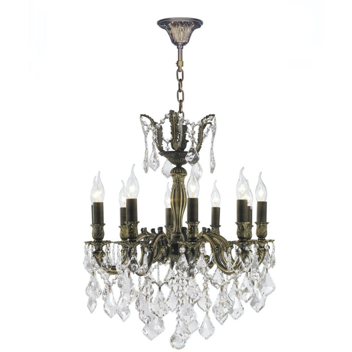 Versailles Antique Bronze Clear Crystal 10 Light Chandelier - Chandeliers