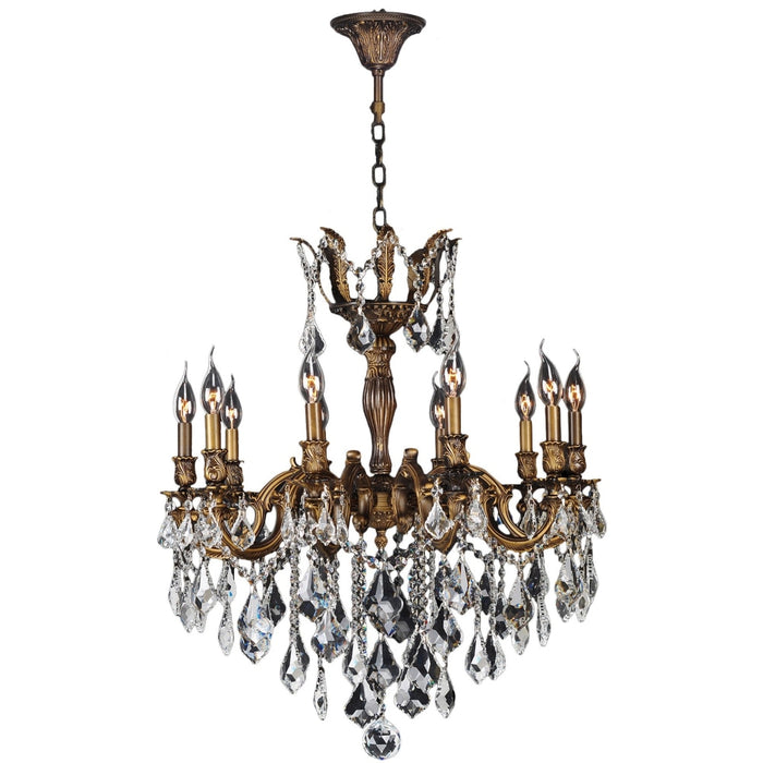 Versailles Antique Bronze Clear Crystal 10 Light Chandelier - Chandeliers