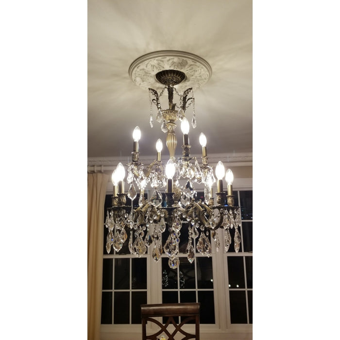 Versailles Antique Bronze Clear Crystal 12 Light Chandelier - Chandeliers