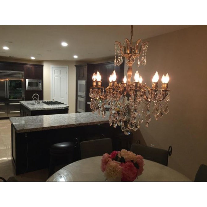 Versailles Antique Bronze Clear Crystal 12 Light Chandelier - Chandeliers