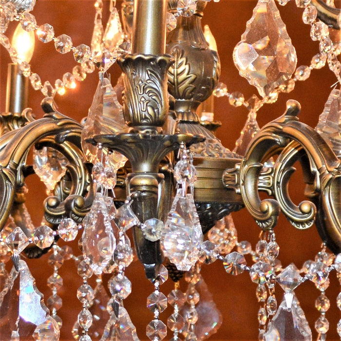 Versailles Antique Bronze Clear Crystal 12 Light Chandelier - Chandeliers
