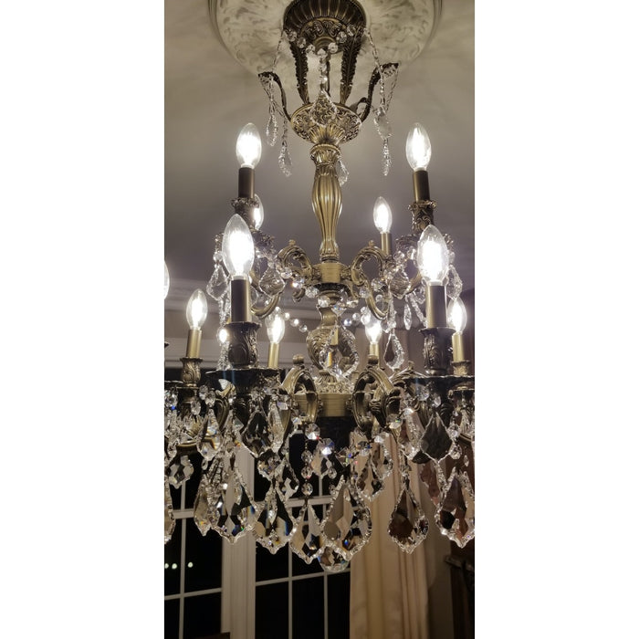 Versailles Antique Bronze Clear Crystal 12 Light Chandelier - Chandeliers