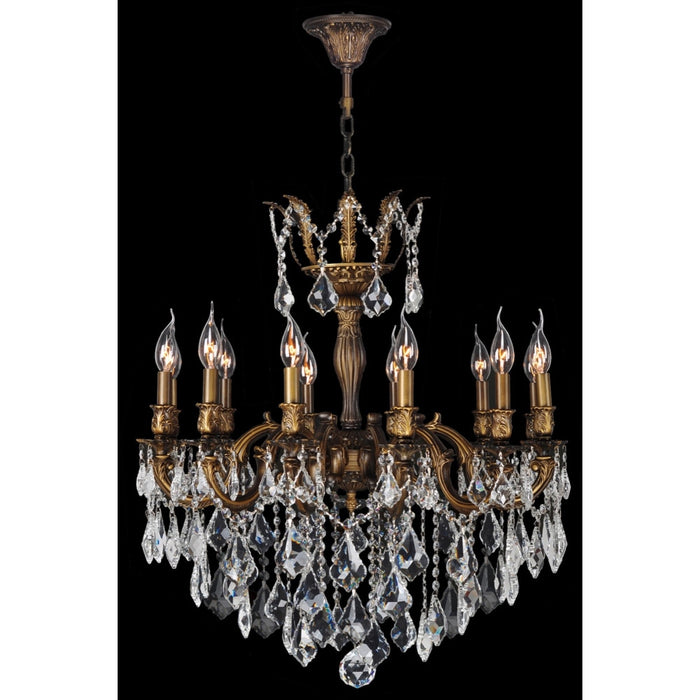 Versailles Antique Bronze Clear Crystal 12 Light Chandelier - Chandeliers
