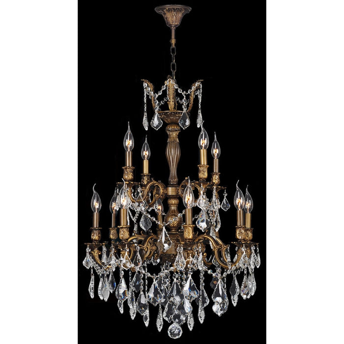 Versailles Antique Bronze Clear Crystal 12 Light Chandelier - Chandeliers