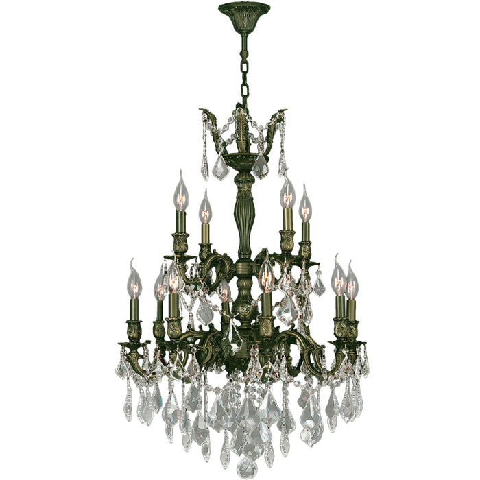 Versailles Antique Bronze Clear Crystal 12 Light Chandelier - Chandeliers