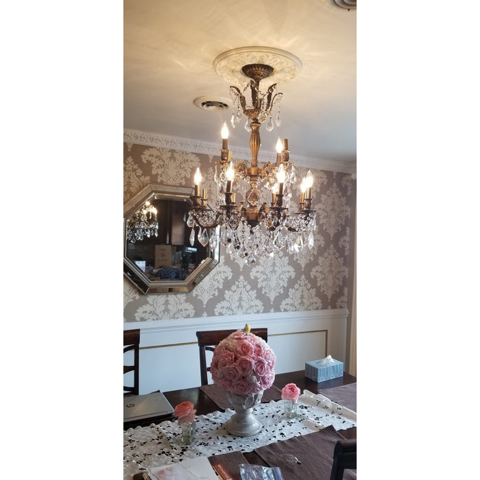 Versailles Antique Bronze Clear Crystal 12 Light Chandelier - Chandeliers